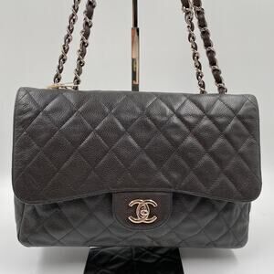 Chanel Jumbo Single Flap Caviar Bag Leather Brown Classic SHW Silver Hardware
